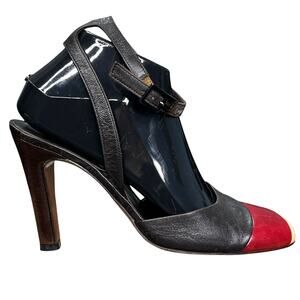 Vintage Emilio Pucci Women’s Brown Red Slingback Heels Size 38 US 7